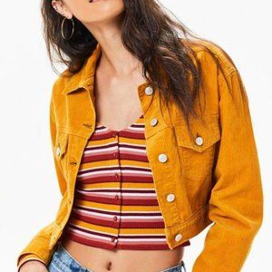 Mustard Yellow Denim Cropped Jacket